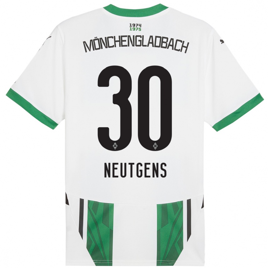 Niño Fútbol Camiseta Maximilian Neutgens #30 Blanco Verde 1ª Equipación 2024/25 Argentina