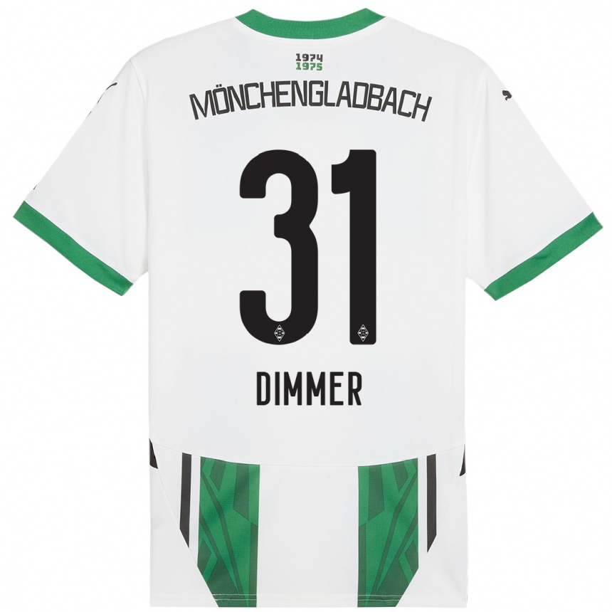 Niño Fútbol Camiseta Florian Dimmer #31 Blanco Verde 1ª Equipación 2024/25 Argentina