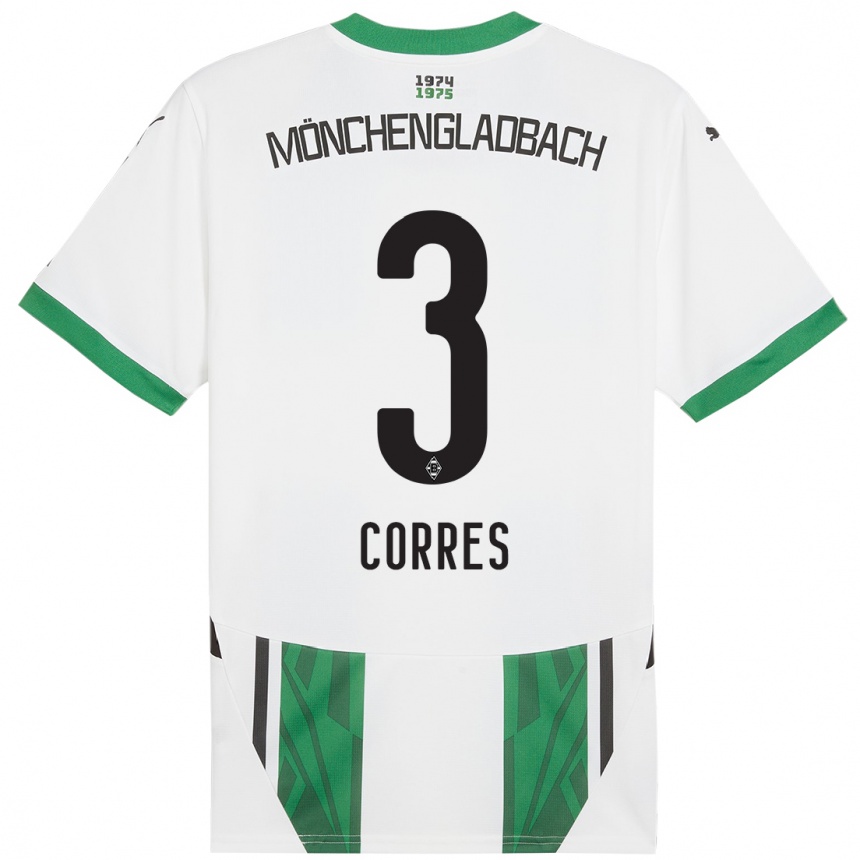 Niño Fútbol Camiseta Carolin Corres #3 Blanco Verde 1ª Equipación 2024/25 Argentina