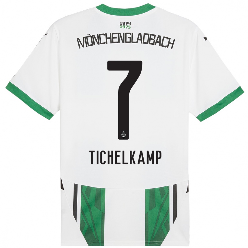 Niño Fútbol Camiseta Emily Tichelkamp #7 Blanco Verde 1ª Equipación 2024/25 Argentina