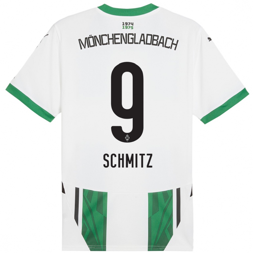 Niño Fútbol Camiseta Sarah Schmitz #9 Blanco Verde 1ª Equipación 2024/25 Argentina