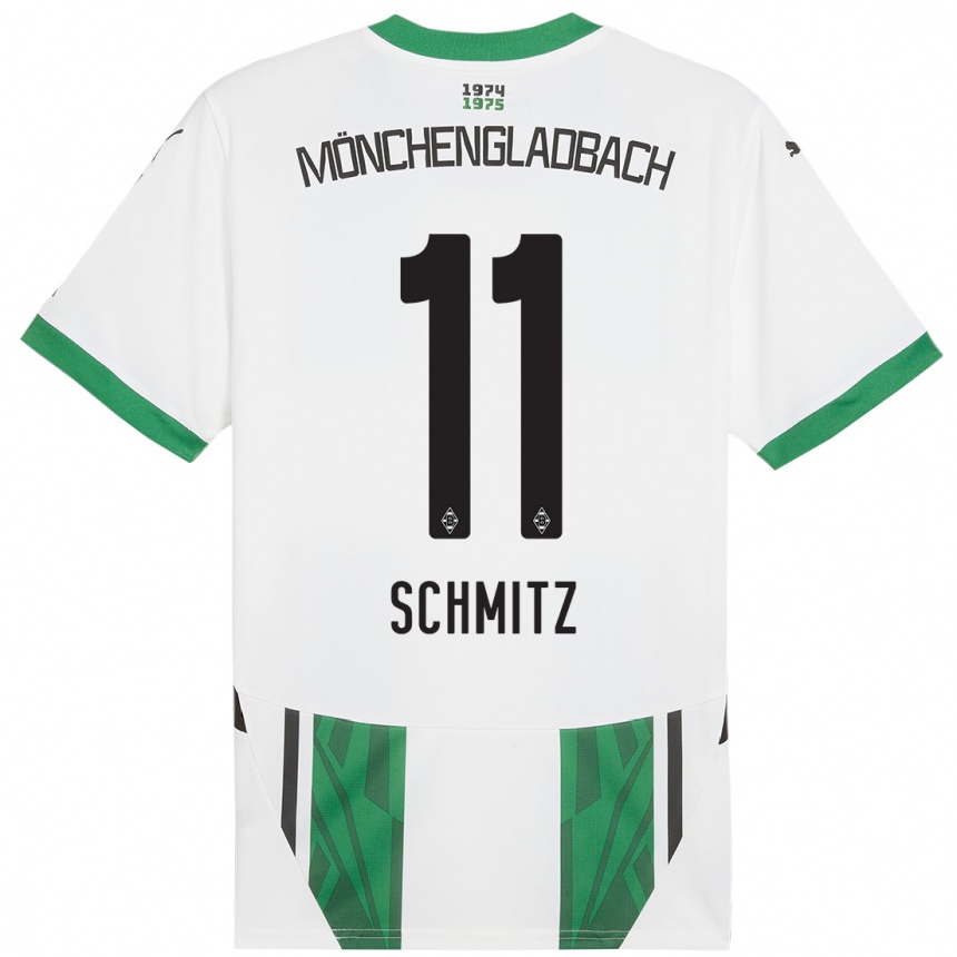 Niño Fútbol Camiseta Louisa Schmitz #11 Blanco Verde 1ª Equipación 2024/25 Argentina