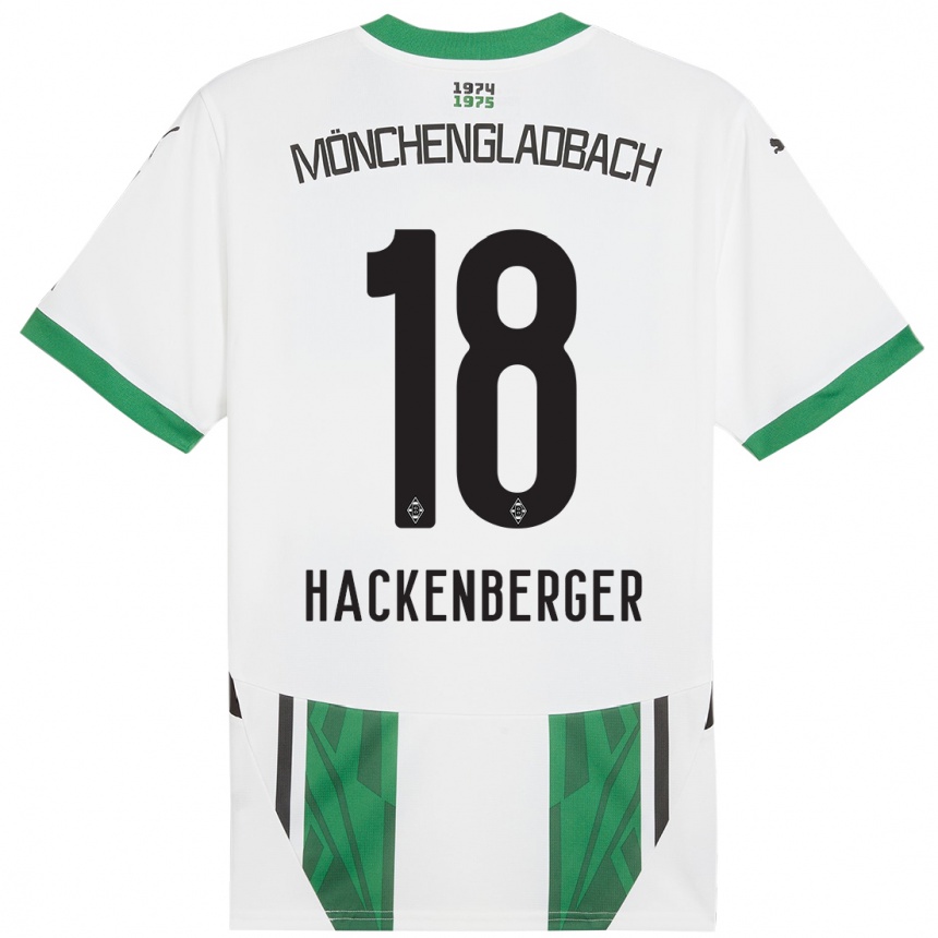 Niño Fútbol Camiseta Jessica Hackenberger #18 Blanco Verde 1ª Equipación 2024/25 Argentina