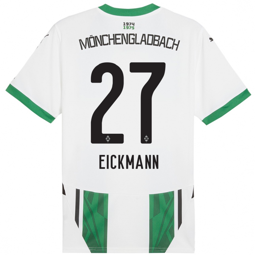 Niño Fútbol Camiseta Mia Eickmann #27 Blanco Verde 1ª Equipación 2024/25 Argentina