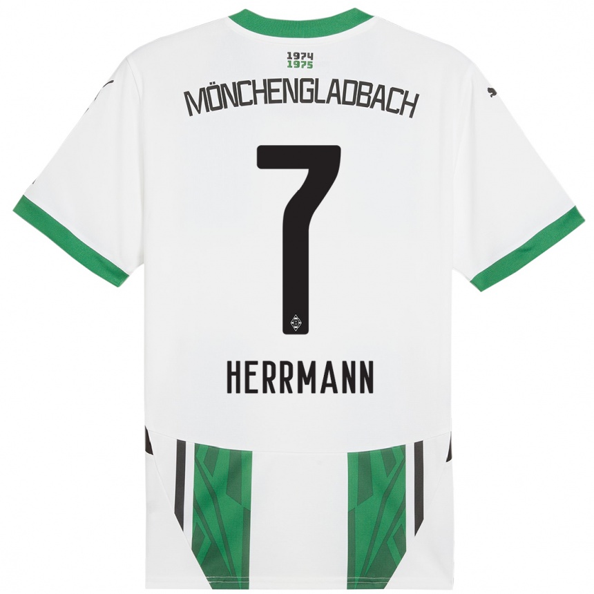 Niño Fútbol Camiseta Patrick Herrmann #7 Blanco Verde 1ª Equipación 2024/25 Argentina