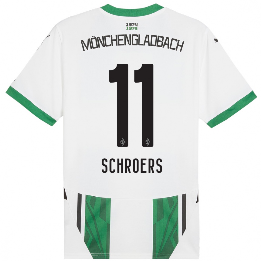 Niño Fútbol Camiseta Mika Schroers #11 Blanco Verde 1ª Equipación 2024/25 Argentina