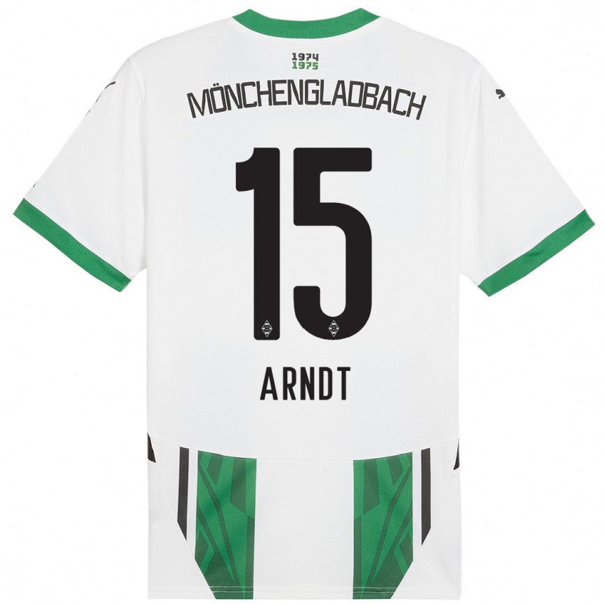 Niño Fútbol Camiseta Leo Arndt #15 Blanco Verde 1ª Equipación 2024/25 Argentina