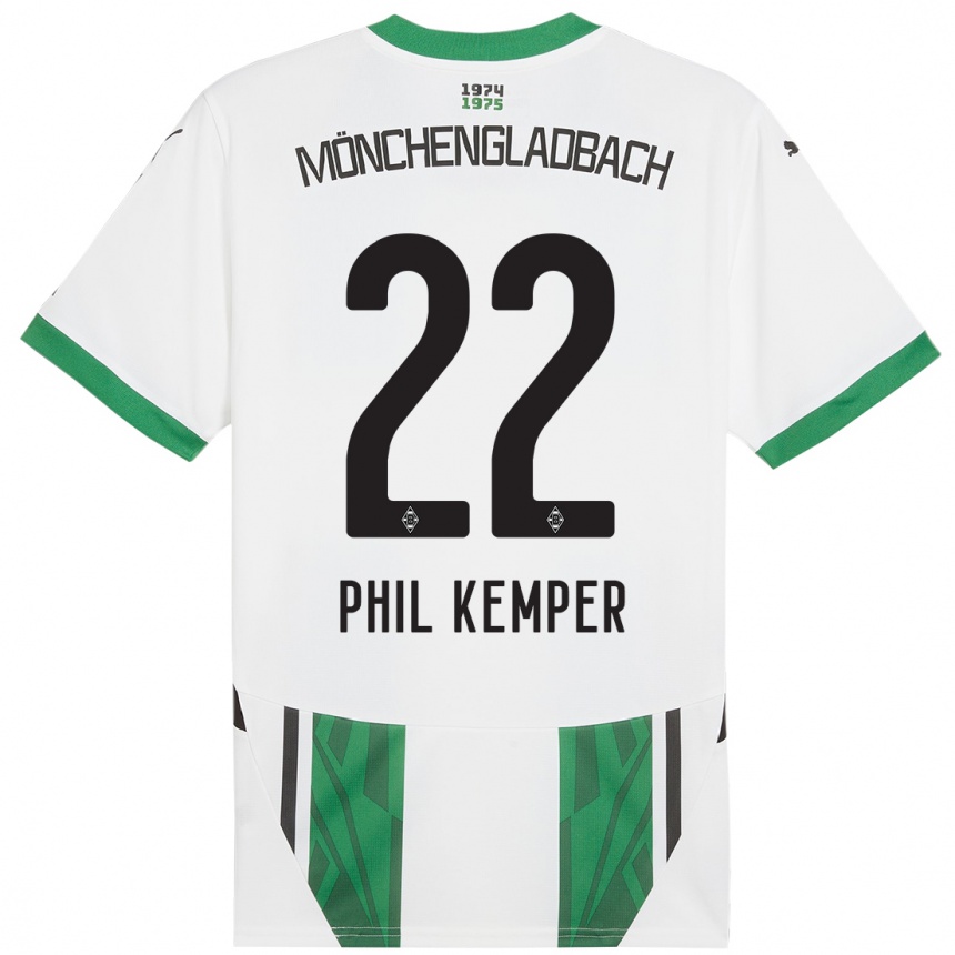 Niño Fútbol Camiseta Phil Kemper #22 Blanco Verde 1ª Equipación 2024/25 Argentina