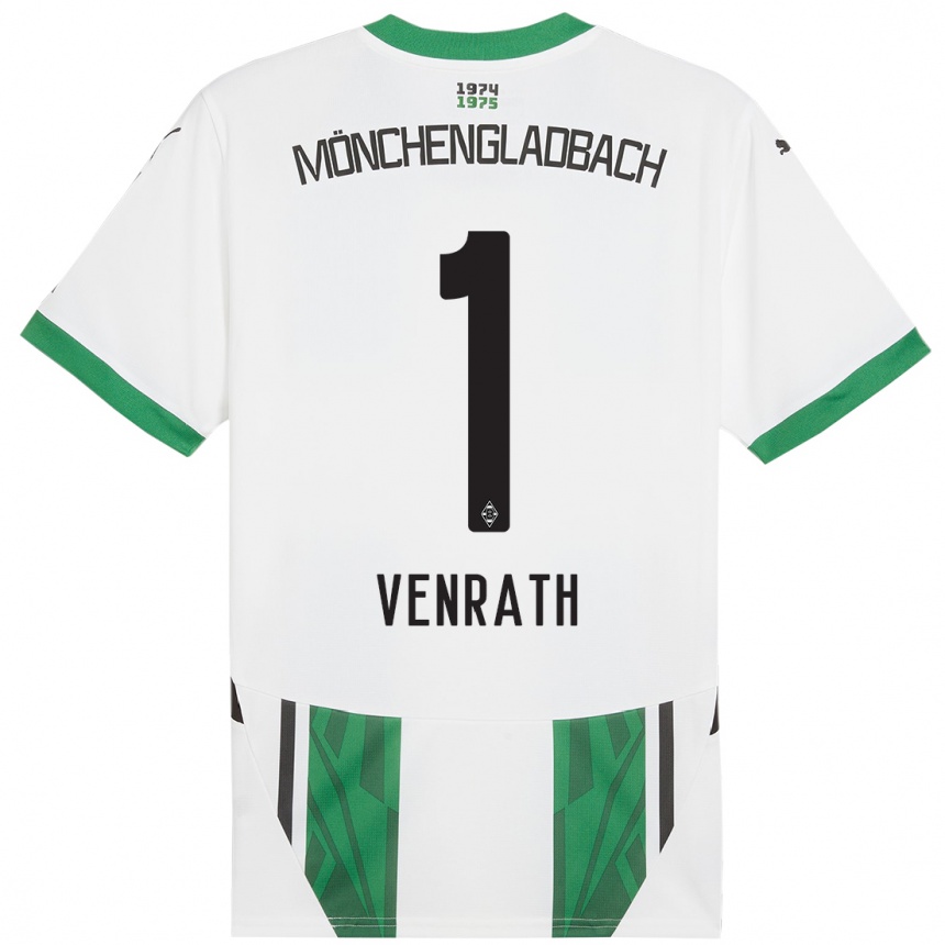 Niño Fútbol Camiseta Lisa Venrath #1 Blanco Verde 1ª Equipación 2024/25 Argentina