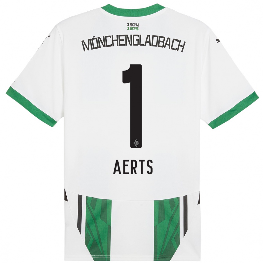 Niño Fútbol Camiseta Liv Aerts #1 Blanco Verde 1ª Equipación 2024/25 Argentina