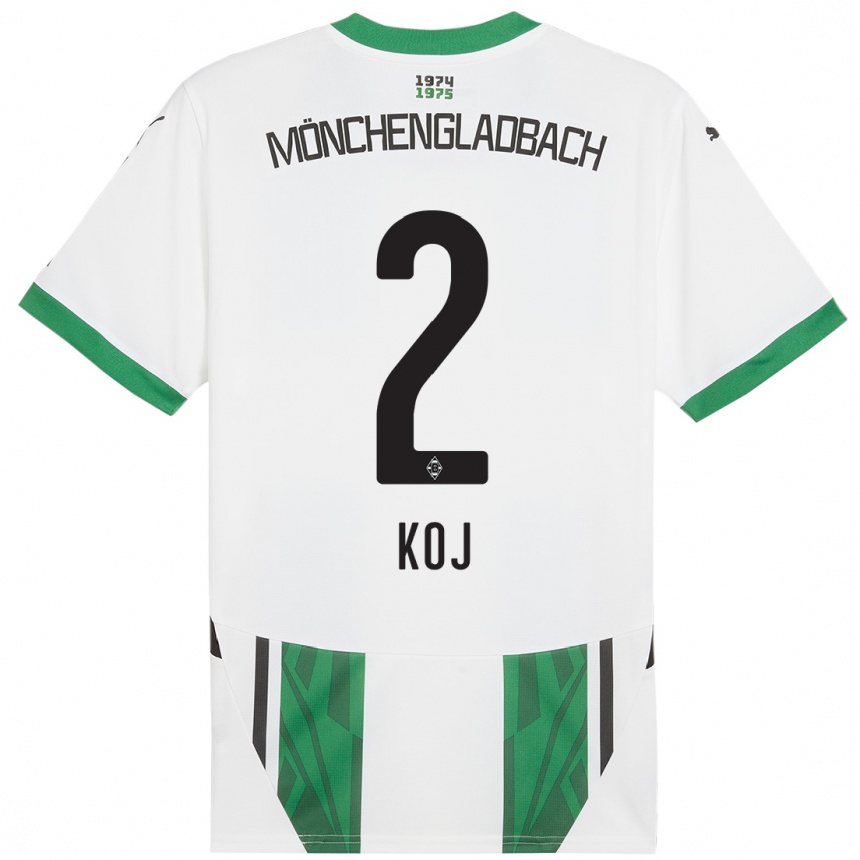 Niño Fútbol Camiseta Julia Koj #2 Blanco Verde 1ª Equipación 2024/25 Argentina