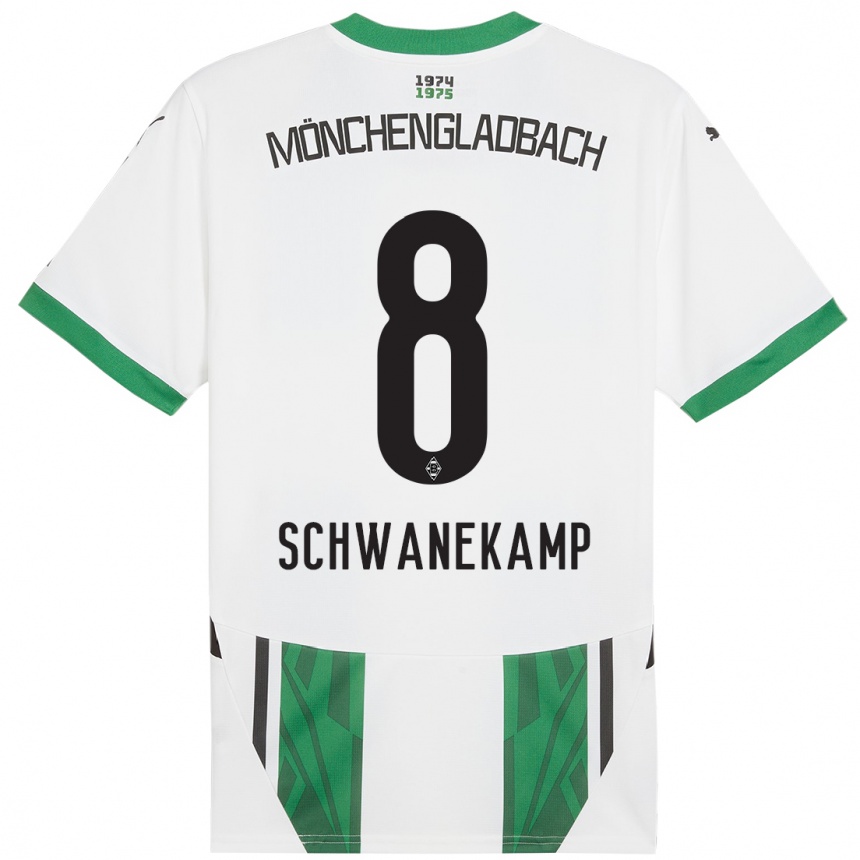 Niño Fútbol Camiseta Jana Schwanekamp #8 Blanco Verde 1ª Equipación 2024/25 Argentina