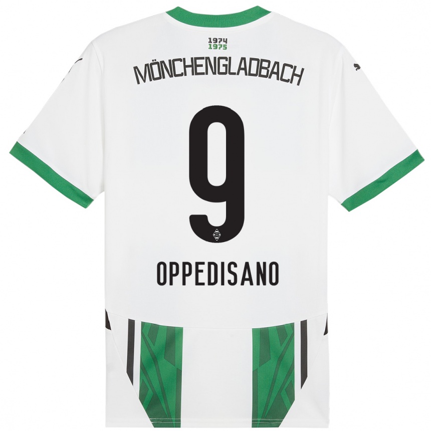 Niño Fútbol Camiseta Valentina Oppedisano #9 Blanco Verde 1ª Equipación 2024/25 Argentina