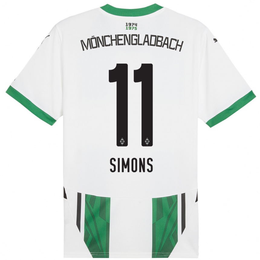 Niño Fútbol Camiseta Kelly Simons #11 Blanco Verde 1ª Equipación 2024/25 Argentina