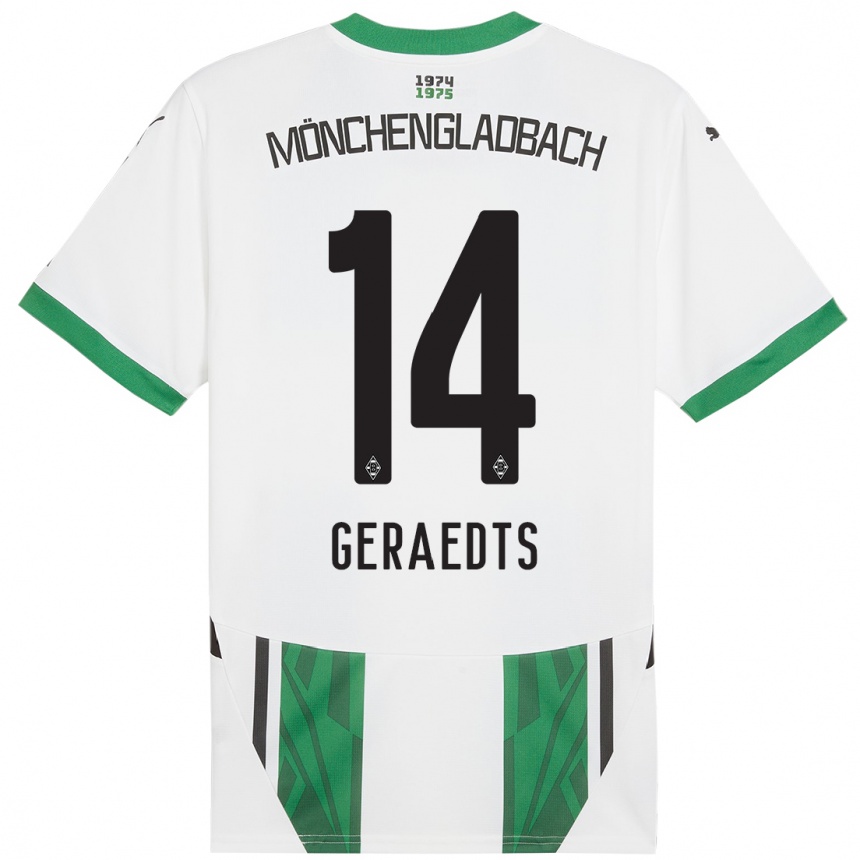 Niño Fútbol Camiseta Kelsey Geraedts #14 Blanco Verde 1ª Equipación 2024/25 Argentina