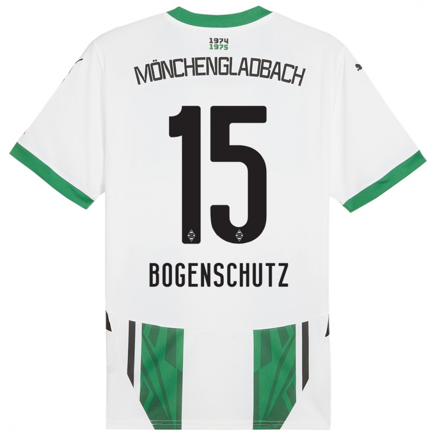 Niño Fútbol Camiseta Kerstin Bogenschutz #15 Blanco Verde 1ª Equipación 2024/25 Argentina