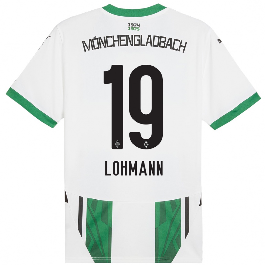 Niño Fútbol Camiseta Mona Lohmann #19 Blanco Verde 1ª Equipación 2024/25 Argentina