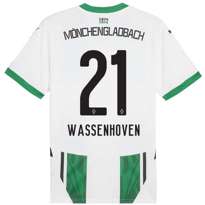 Niño Fútbol Camiseta Michelle Wassenhoven #21 Blanco Verde 1ª Equipación 2024/25 Argentina