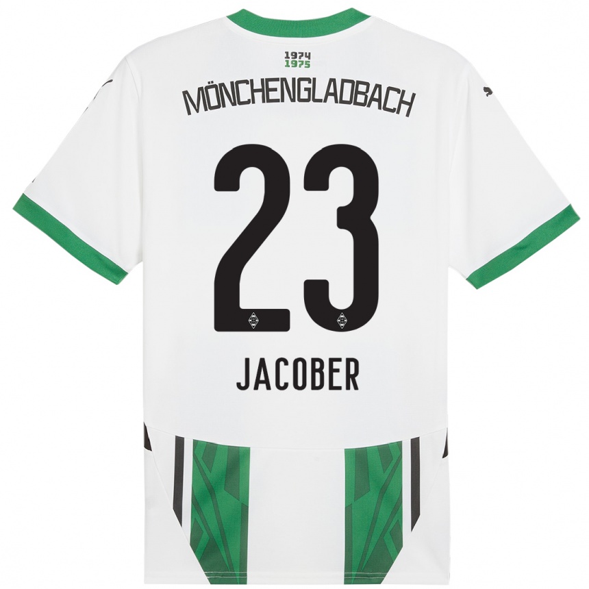 Niño Fútbol Camiseta Magdalena Jacober #23 Blanco Verde 1ª Equipación 2024/25 Argentina