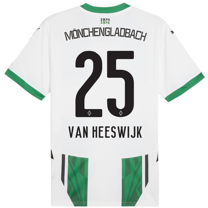 Niño Fútbol Camiseta Amber Van Heeswijk #25 Blanco Verde 1ª Equipación 2024/25 Argentina