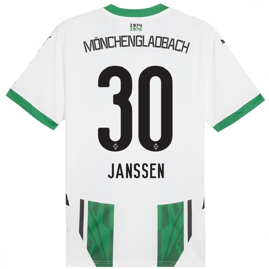 Niño Fútbol Camiseta Annalena Janssen #30 Blanco Verde 1ª Equipación 2024/25 Argentina