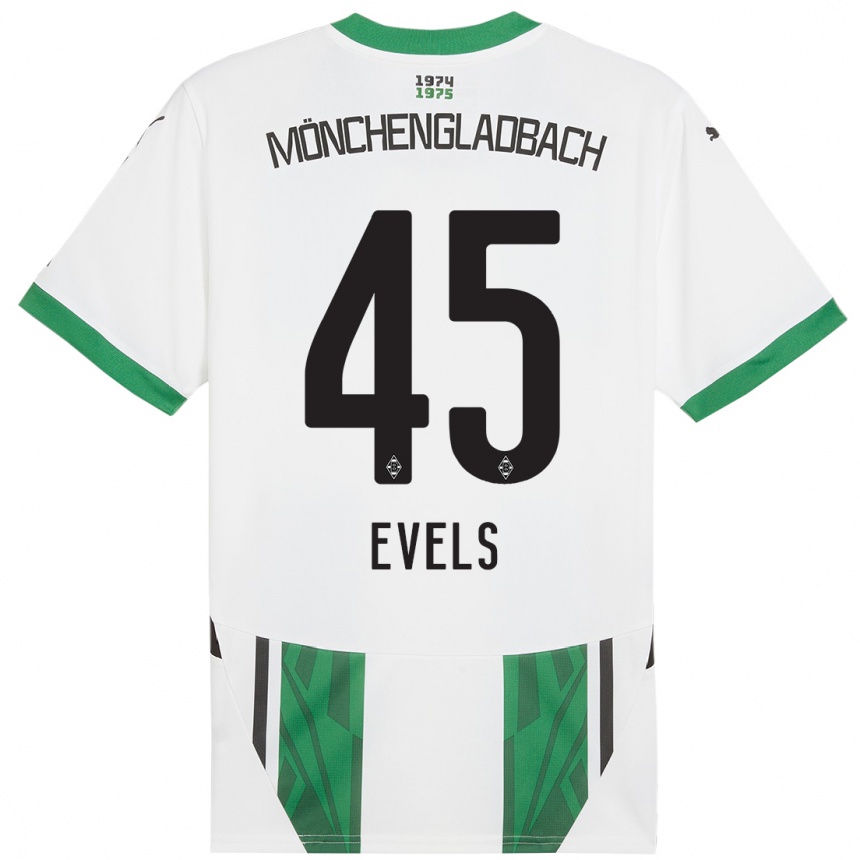 Niño Fútbol Camiseta Emily Evels #45 Blanco Verde 1ª Equipación 2024/25 Argentina