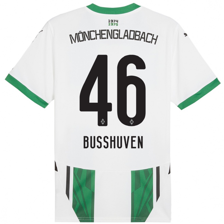 Niño Fútbol Camiseta Alina Busshuven #46 Blanco Verde 1ª Equipación 2024/25 Argentina