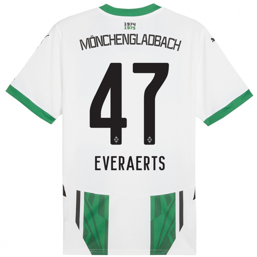 Niño Fútbol Camiseta Kim Everaerts #47 Blanco Verde 1ª Equipación 2024/25 Argentina