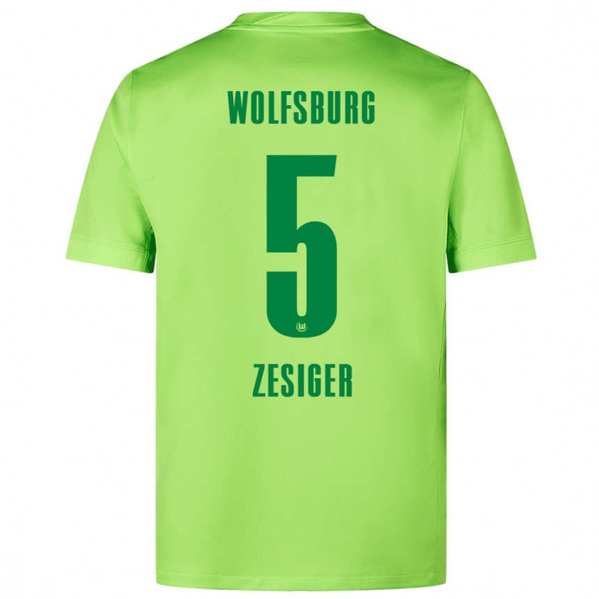 Niño Fútbol Camiseta Cédric Zesiger #5 Verde Fluorescente 1ª Equipación 2024/25 Argentina