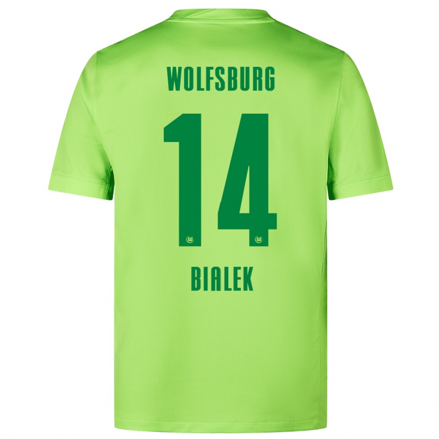 Niño Fútbol Camiseta Bartosz Bialek #14 Verde Fluorescente 1ª Equipación 2024/25 Argentina