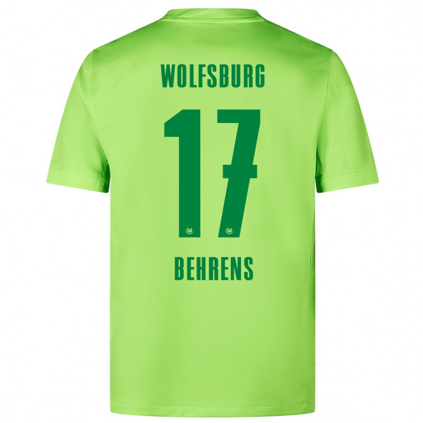 Niño Fútbol Camiseta Kevin Behrens #17 Verde Fluorescente 1ª Equipación 2024/25 Argentina