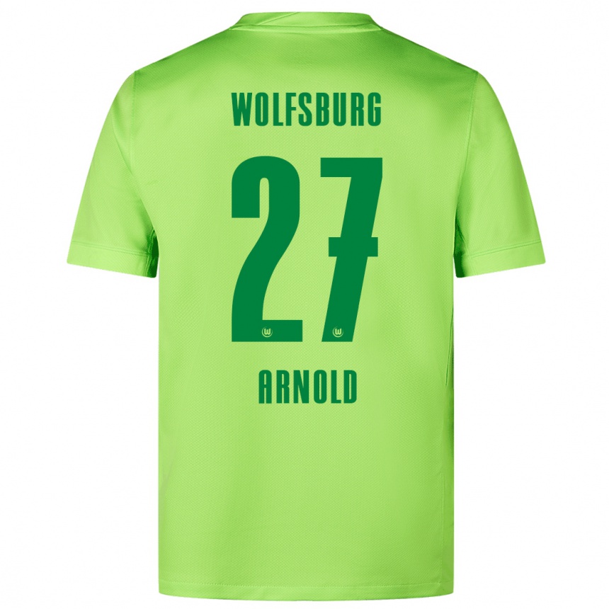 Niño Fútbol Camiseta Maximilian Arnold #27 Verde Fluorescente 1ª Equipación 2024/25 Argentina