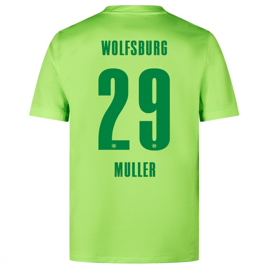 Niño Fútbol Camiseta Marius Müller #29 Verde Fluorescente 1ª Equipación 2024/25 Argentina