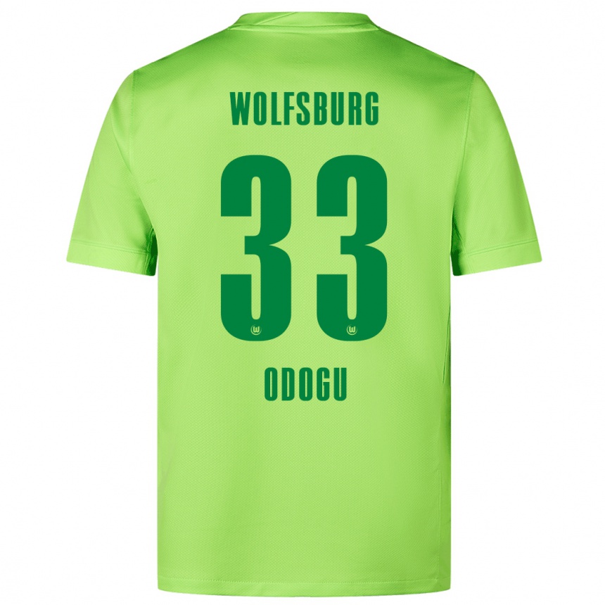 Niño Fútbol Camiseta David Odogu #33 Verde Fluorescente 1ª Equipación 2024/25 Argentina