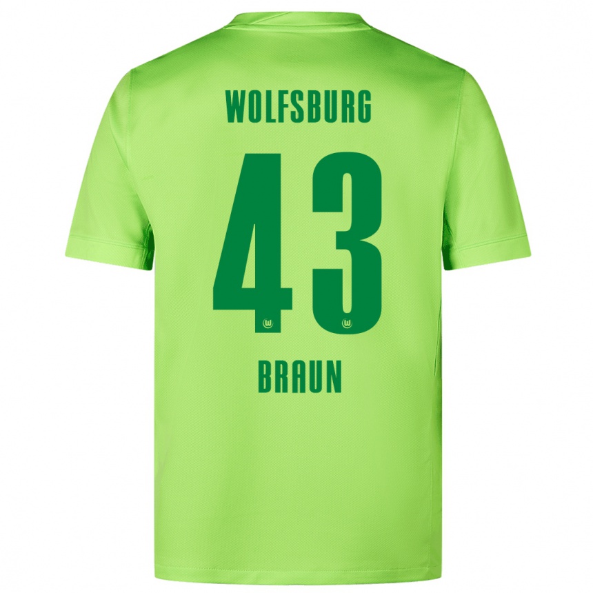 Niño Fútbol Camiseta Manuel Braun #43 Verde Fluorescente 1ª Equipación 2024/25 Argentina