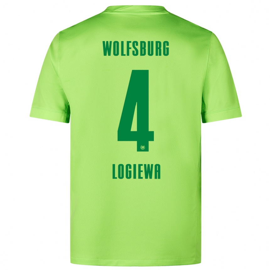 Niño Fútbol Camiseta Luca Logiewa #4 Verde Fluorescente 1ª Equipación 2024/25 Argentina