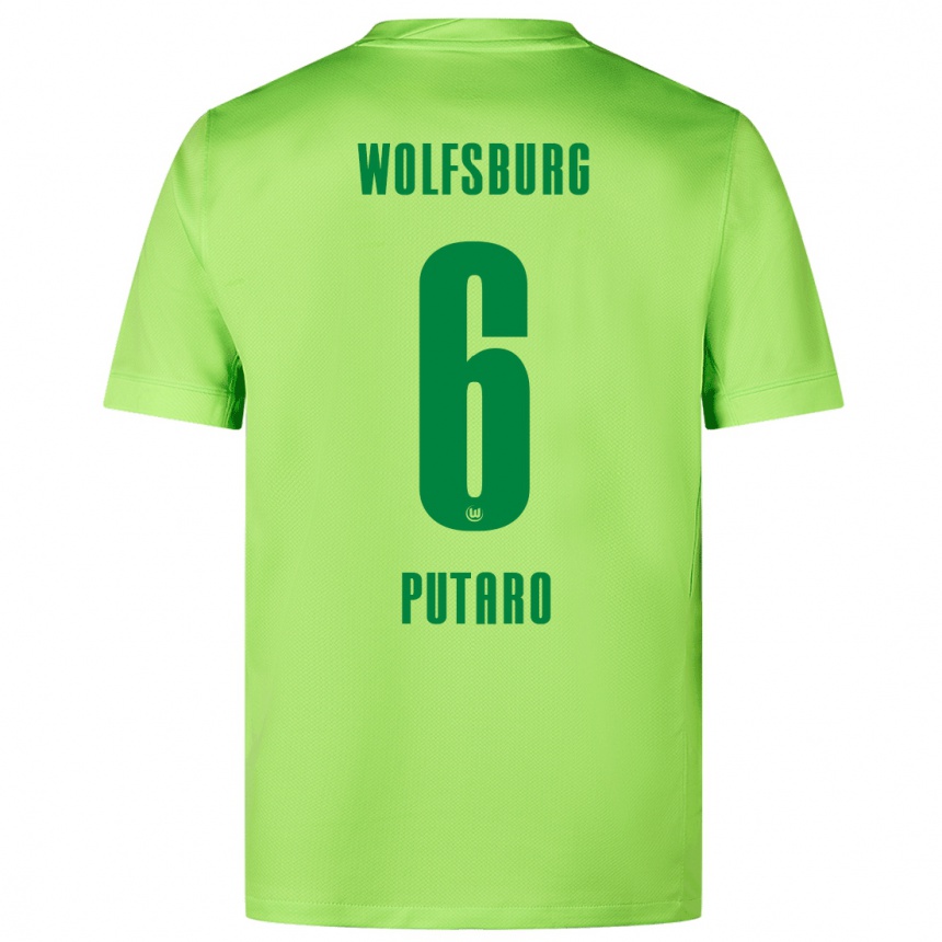 Niño Fútbol Camiseta Luca Putaro #6 Verde Fluorescente 1ª Equipación 2024/25 Argentina