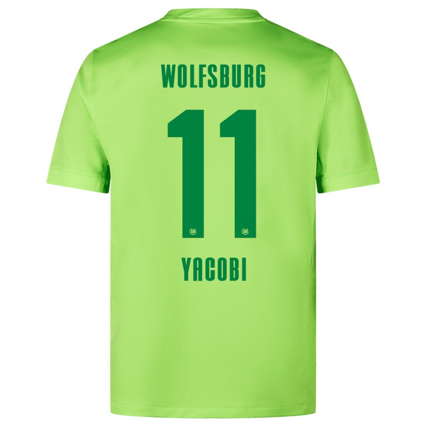 Niño Fútbol Camiseta Nilas Yacobi #11 Verde Fluorescente 1ª Equipación 2024/25 Argentina