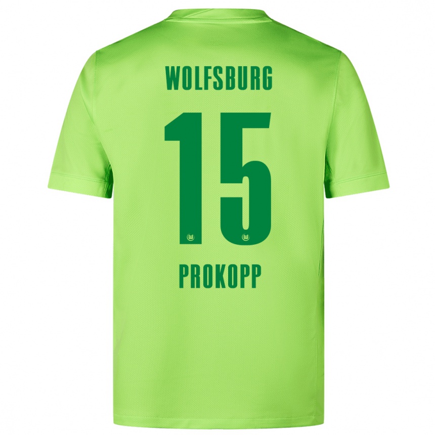 Niño Fútbol Camiseta Oskar Prokopp #15 Verde Fluorescente 1ª Equipación 2024/25 Argentina