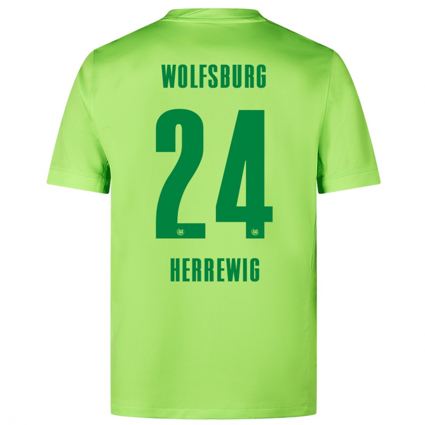 Niño Fútbol Camiseta Max Herrewig #24 Verde Fluorescente 1ª Equipación 2024/25 Argentina