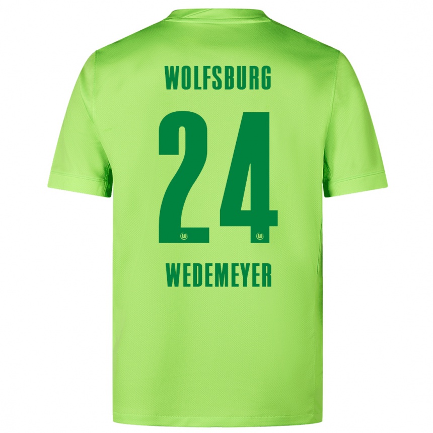 Niño Fútbol Camiseta Joelle Wedemeyer #24 Verde Fluorescente 1ª Equipación 2024/25 Argentina