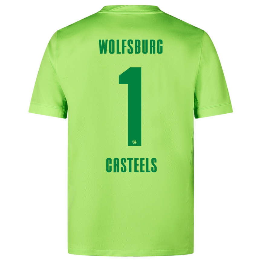 Niño Fútbol Camiseta Koen Casteels #1 Verde Fluorescente 1ª Equipación 2024/25 Argentina