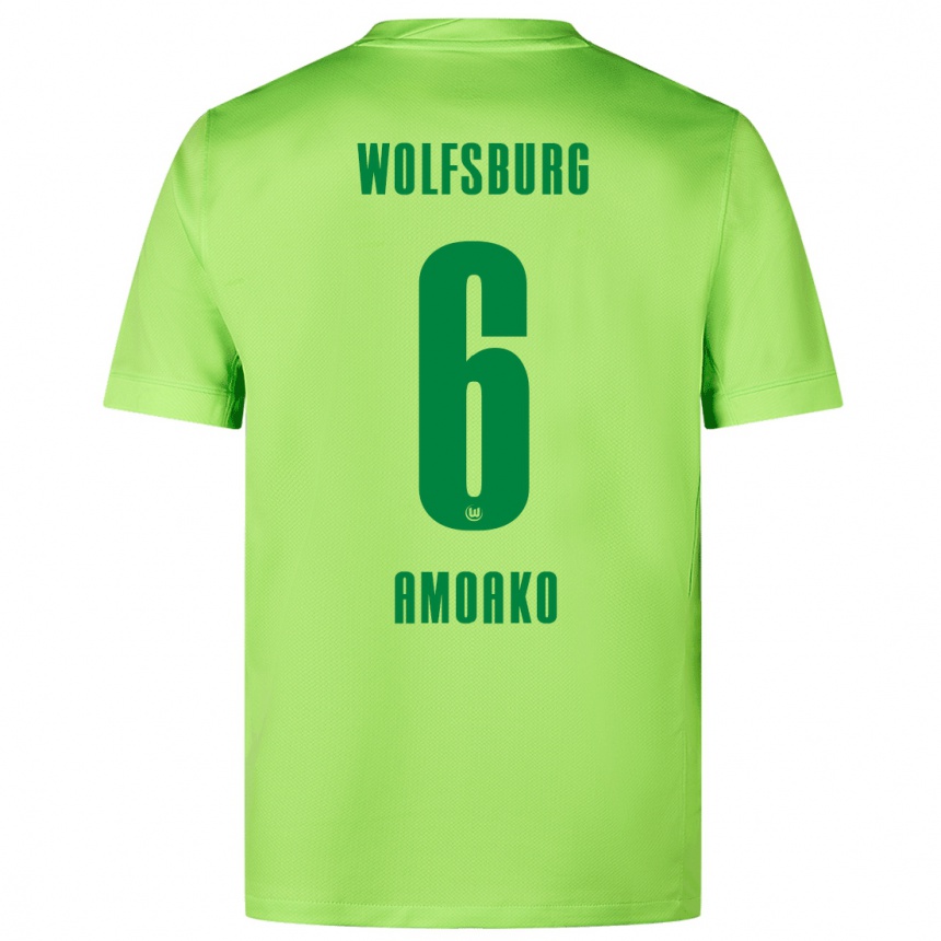 Niño Fútbol Camiseta Kofi Jeremy Amoako #6 Verde Fluorescente 1ª Equipación 2024/25 Argentina