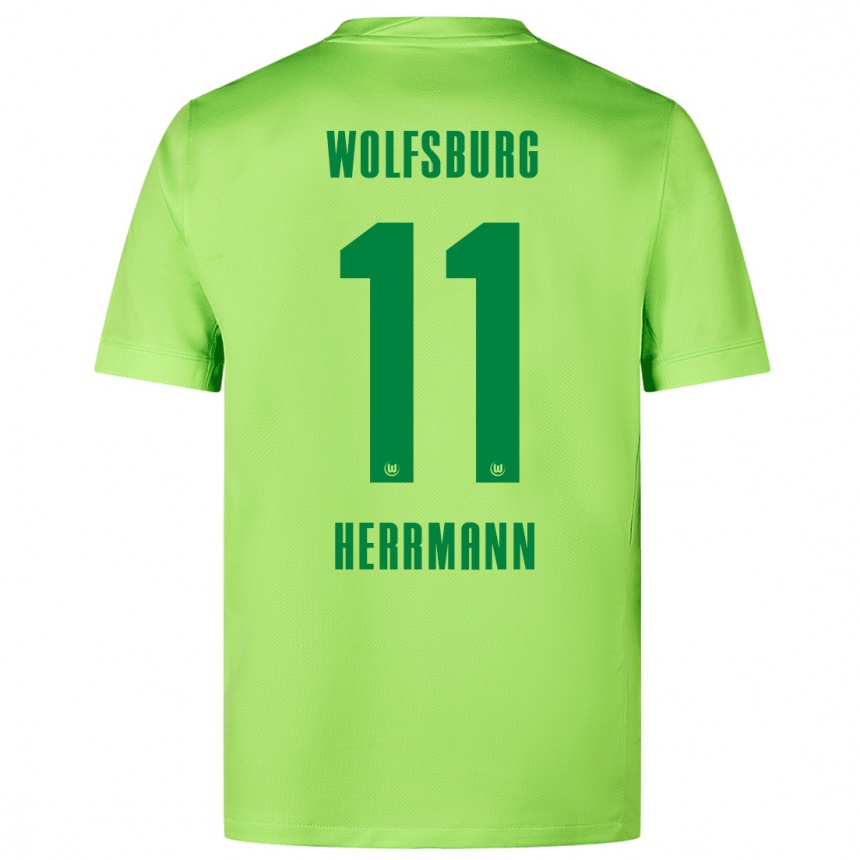 Niño Fútbol Camiseta Max Herrmann #11 Verde Fluorescente 1ª Equipación 2024/25 Argentina