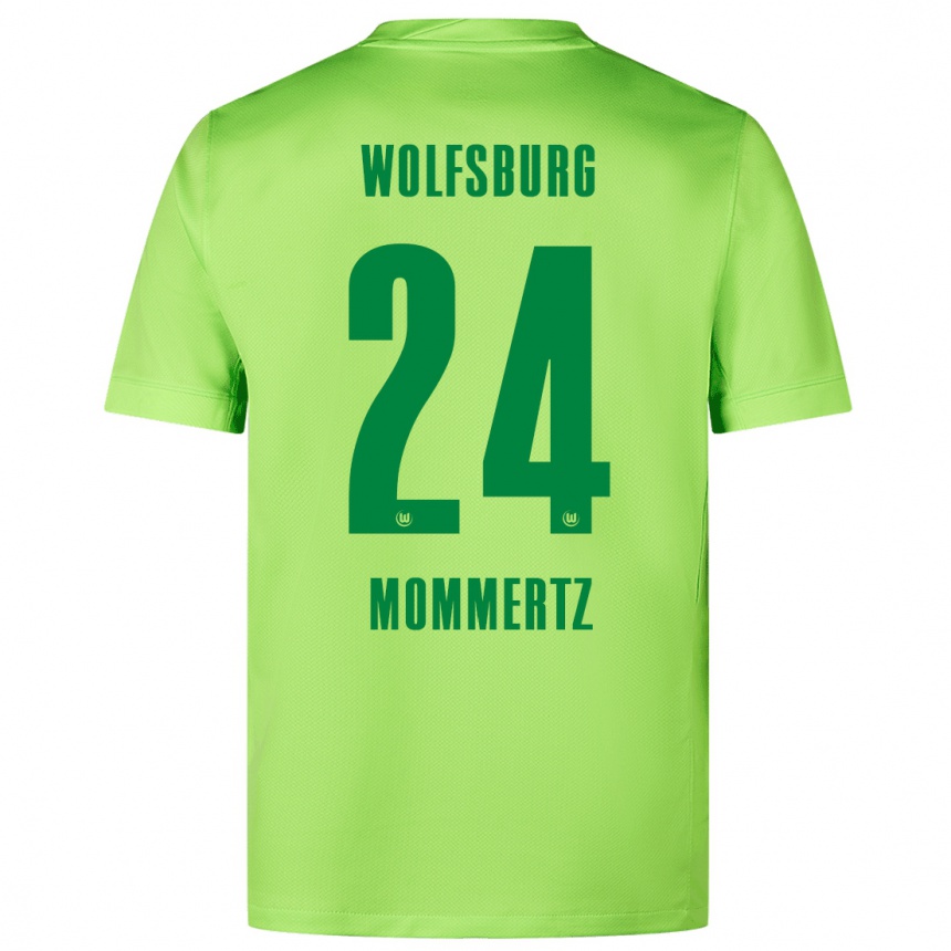 Niño Fútbol Camiseta Benjamin Mommertz #24 Verde Fluorescente 1ª Equipación 2024/25 Argentina