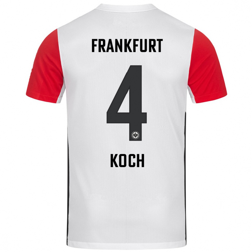 Niño Fútbol Camiseta Robin Koch #4 Blanco Rojo 1ª Equipación 2024/25 Argentina