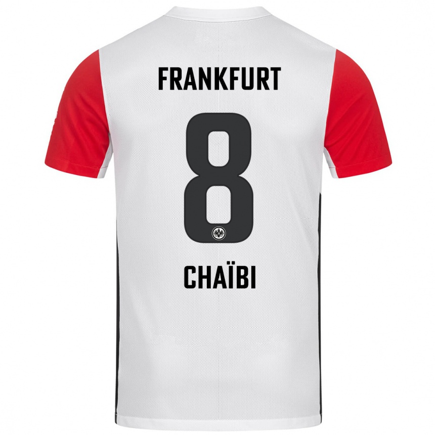 Niño Fútbol Camiseta Farès Chaïbi #8 Blanco Rojo 1ª Equipación 2024/25 Argentina