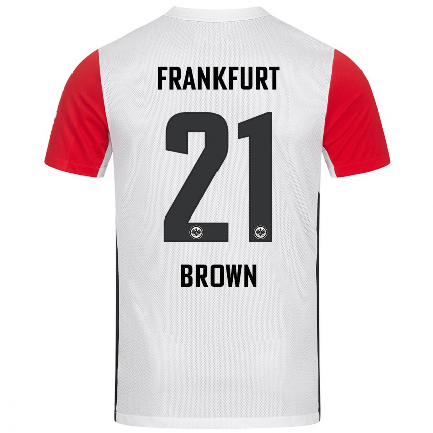 Niño Fútbol Camiseta Nathaniel Brown #21 Blanco Rojo 1ª Equipación 2024/25 Argentina