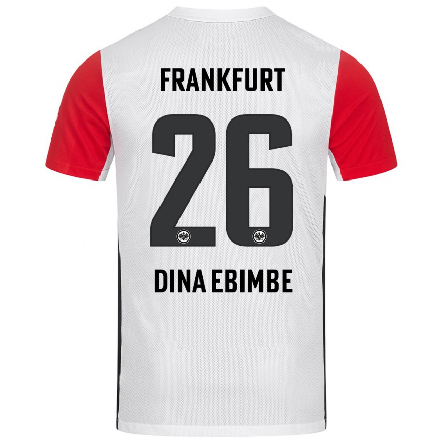 Niño Fútbol Camiseta Junior Dina Ebimbe #26 Blanco Rojo 1ª Equipación 2024/25 Argentina