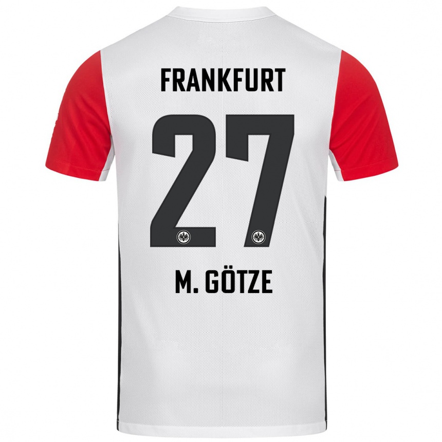 Niño Fútbol Camiseta Mario Götze #27 Blanco Rojo 1ª Equipación 2024/25 Argentina